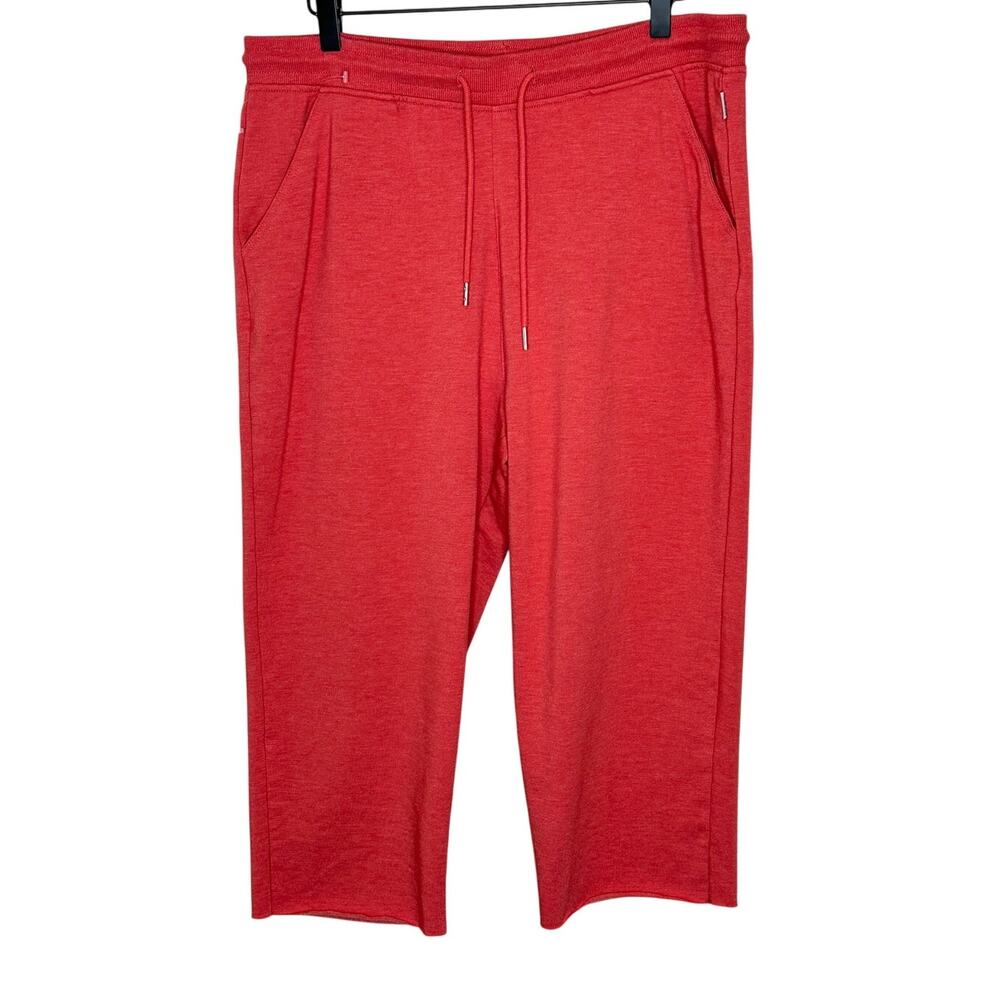 Eddie Bauer Salmon Pink French Terry Capri Pants Elastic Drawstring Waist M Tall
